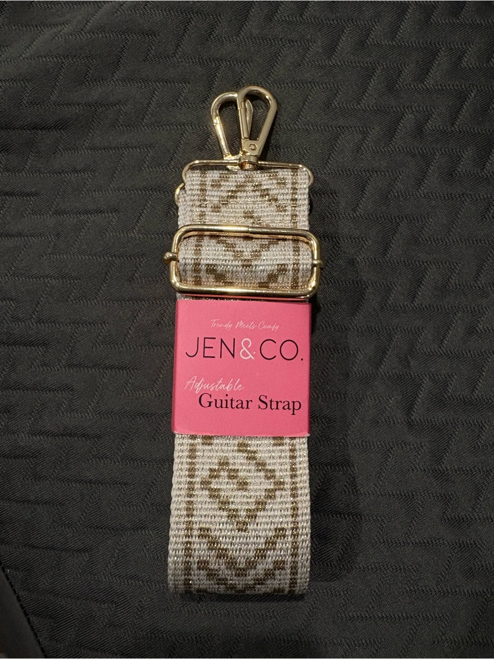 JEN & CO. Adjustable Beige Patterned Guitar Strap